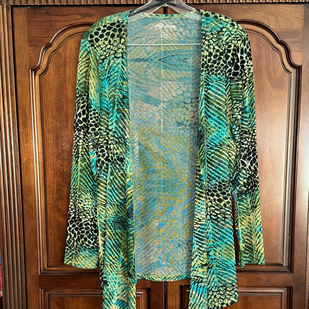 Vibrant Green and Teal Cardigan